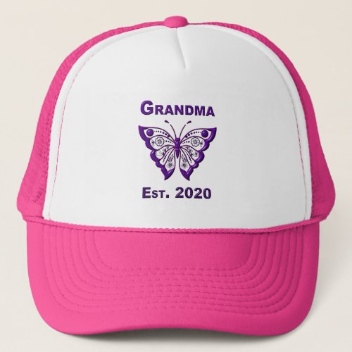 Adorable Butterfly Grandma âœEst 2020â Trucker Hat