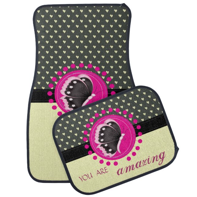 Adorable Butterfly ,Hearts -You Are Amazing Car Floor Mat (Set)