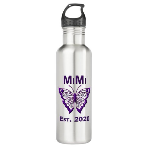 Adorable Butterfly Mimi âœEst 2020â Stainless Steel Water Bottle