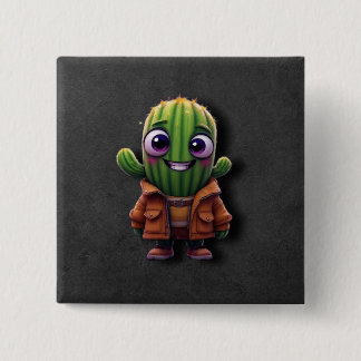 Adorable Cactus Character Button