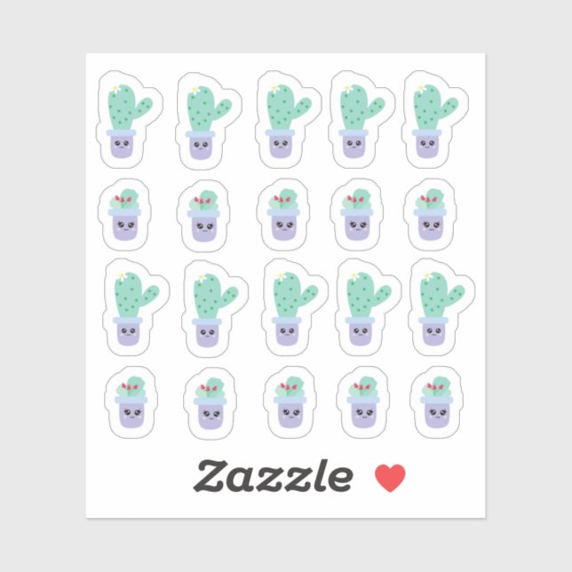 Adorable Cactus Pots Cartoon Funny Sticker (Sheet)
