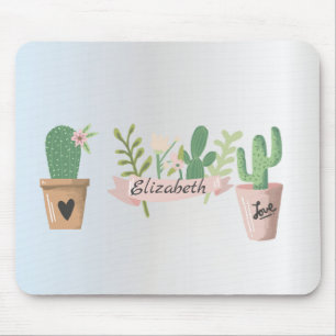 Adorable Cactus, Silver  Mouse Pad