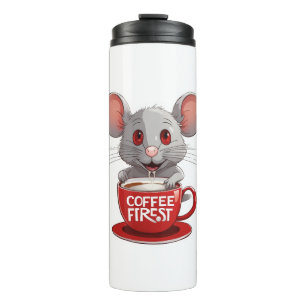 Adorable Caffeine Mouse in Red Mug
