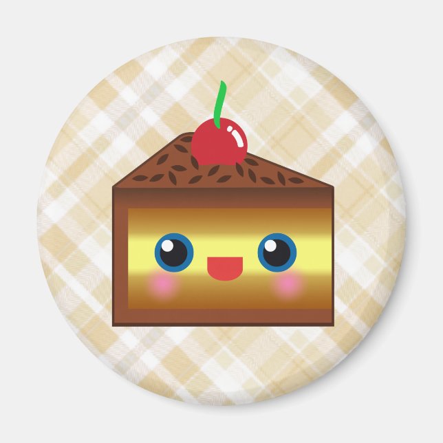Adorable Cake Pie Chocolate Vanilla Cream Cherry Y Magnet (Front)