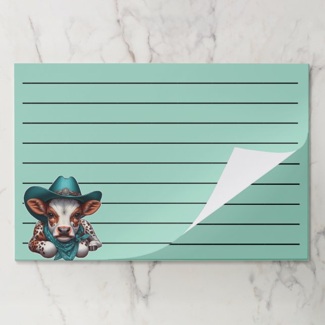 Adorable Calf in Cowboy Hat and Bandana Paper Pad (Folded)