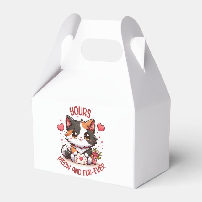 Adorable Calico Cat Valentine's Day  Favor Boxes (Front Side)