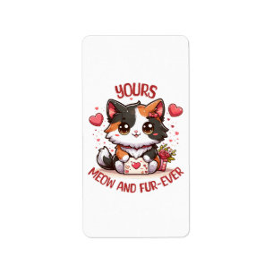 Adorable Calico Cat Valentine's Day  Label