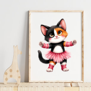 Adorable Calico Kitten Ballerina in Pink Tutu Poster