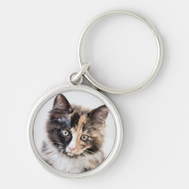 Adorable Calico Kitten Keychain (Front)