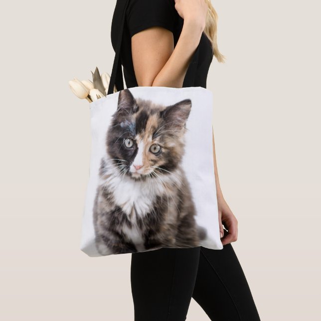 Adorable Calico Kitten Tote Bag (Close Up)