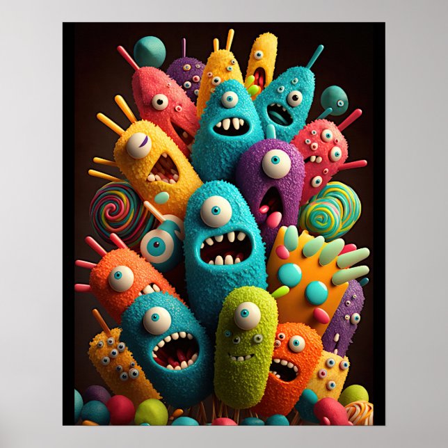 Adorable Candy Monsters  Poster (Front)