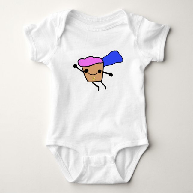 Adorable Captain Cupcake Superhero Cute Kids Gift Baby Bodysuit (Front)