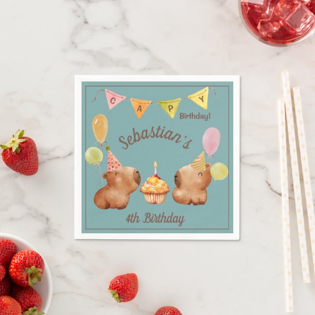Adorable Capybara Celebration Napkins (Insitu)