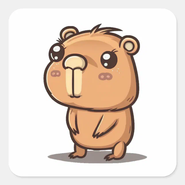 Adorable capybara drawing square sticker | Zazzle