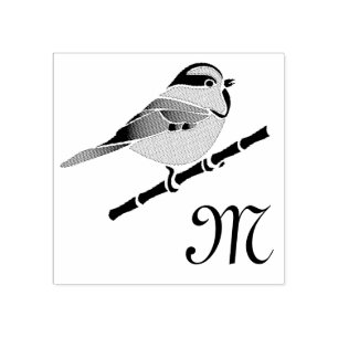 Adorable Carolina Chickadee Cartoon Rubber Stamp