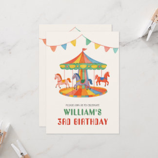 Adorable Carousel Birthday Invitation