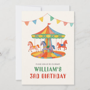Adorable Carousel Birthday Invitation