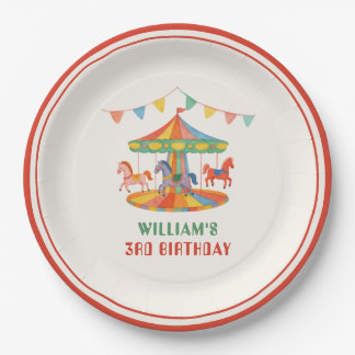 Adorable Carousel Birthday Paper Plates
