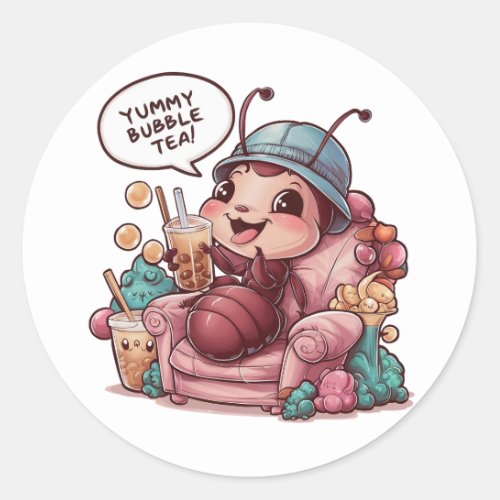 Adorable Cartoon Ant Cozy Kawaii Vibes Classic Round Sticker