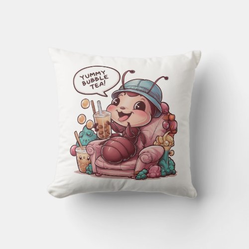 Adorable Cartoon Ant Cozy Kawaii Vibes Throw Pillow