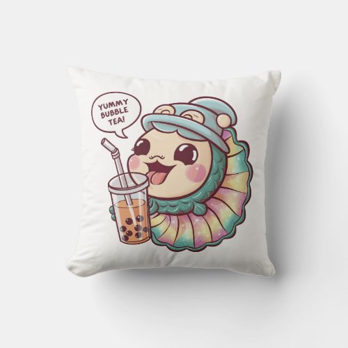 Adorable Cartoon Aquarium Fish Cozy Kawaii Vibes Throw Pillow