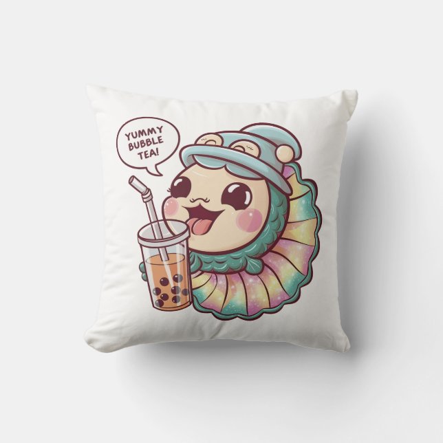 Adorable Cartoon Aquarium Fish: Cozy, Kawaii Vibes Throw Pillow (Front)
