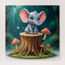 Adorable Cartoon Baby Elephant