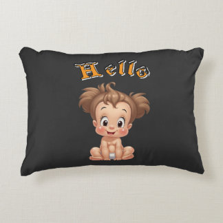 Adorable Cartoon Baby Sitting Cheerfully with Cute Accent Pillow