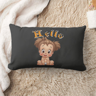 Adorable Cartoon Baby Sitting Cheerfully with Cute Lumbar Pillow
