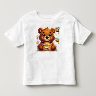 Adorable Cartoon Bear Holding Honey Jar Toddler T-shirt