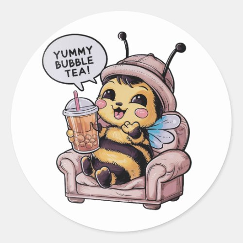 Adorable Cartoon Bee Cozy Kawaii Vibes Classic Round Sticker