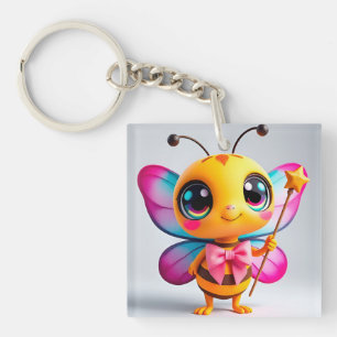 Adorable Cartoon Bee Fairy Character Keychain