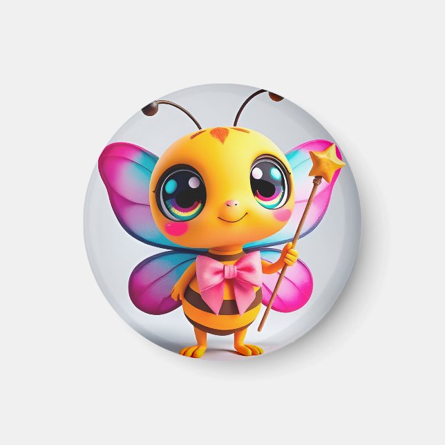 Adorable Cartoon Bee Fairy Character Magnet (Front)