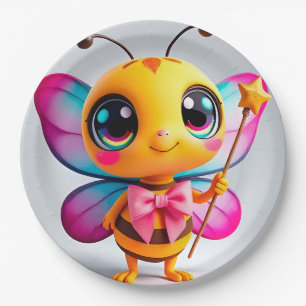 Adorable Cartoon Bee Fairy Character Paper Plates