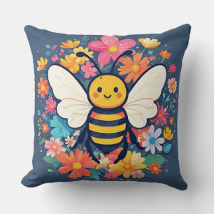 Adorable Cartoon Bee Throw Pillow