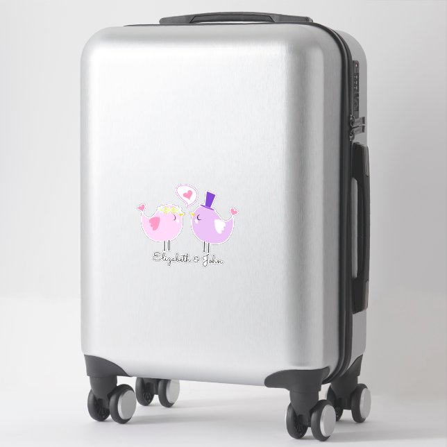 Adorable Cartoon Birds In Love- Personalized Sticker (Suitcase)