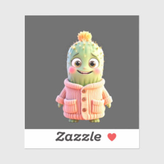 Adorable Cartoon Cactus Character  Sticker