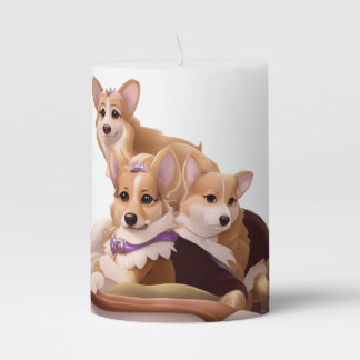 Adorable Cartoon Corgis Pillar Candle