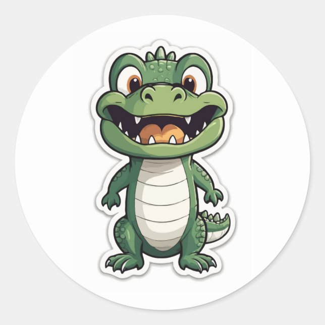 Adorable Cartoon Crocodile Sticker - Cute Reptile (Front)