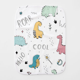 "Adorable Cartoon Dino Burp Cloth" Baby Burp Cloth
