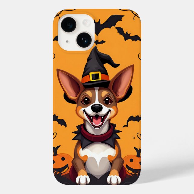 Adorable Cartoon Dog Dressed as a Witch Case-Mate iPhone Case (Back)