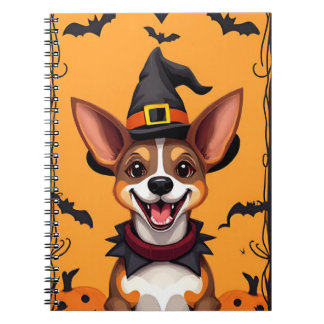 Adorable Cartoon Dog Dressed as a Witch Notebook