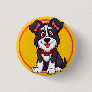 Adorable Cartoon Dog Smiling Cheerfully Button