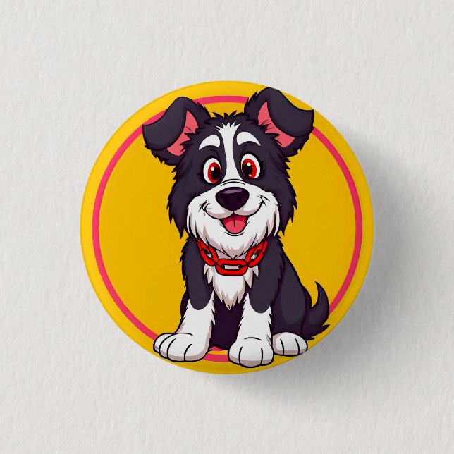 Adorable Cartoon Dog Smiling Cheerfully Button (Front)