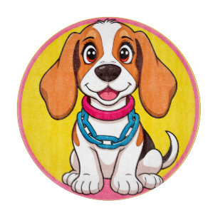 Adorable Cartoon Dog Smiling Cheerfully Cutting Board