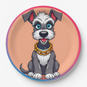 Adorable Cartoon Dog Smiling Cheerfully Paper Plates
