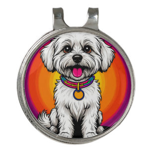 Adorable Cartoon Dog Wearing a Chain Golf Hat Clip