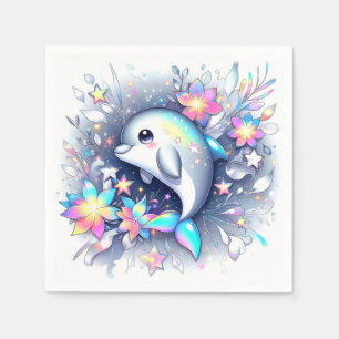 Adorable Cartoon Dolphin Baby Shower Napkins