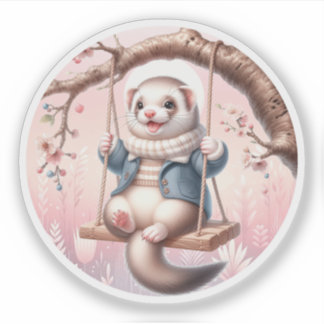 Adorable Cartoon Domestic Ferret Sticker