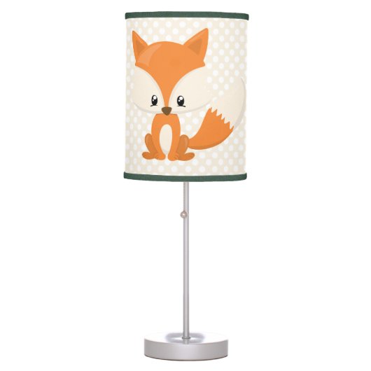 Adorable Cartoon Fox with Polka-Dot Background Table Lamp (Front)